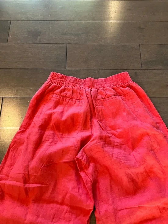 Athleta Playa Linen Wide Leg Crop Pants Coral Size 8 100% Linen - Picture 9 of 11